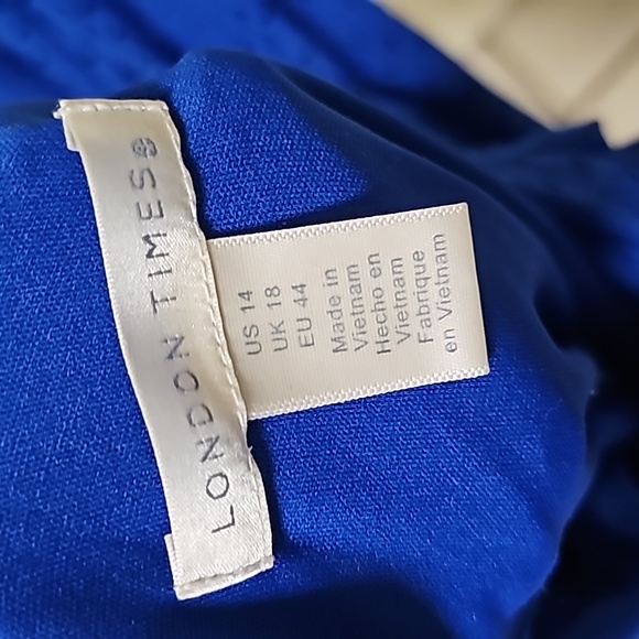 London Times Cold Shoulder Eyelet Dress Size 14 - Picture 4 of 4